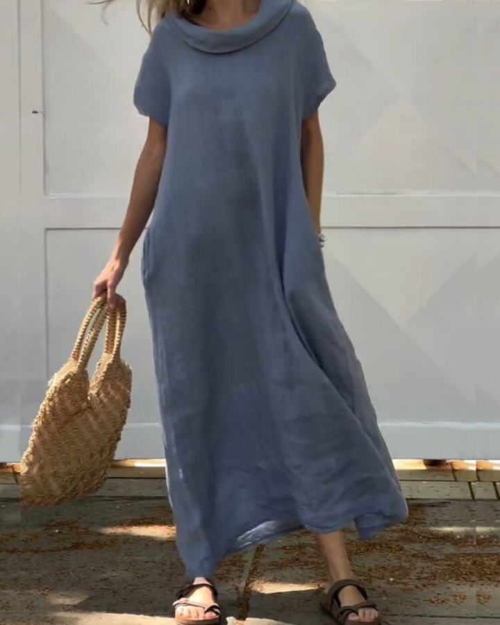 Joanna™ | Linen Dress with Elegant Collar